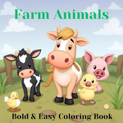 Animal Farm: Coloring Book for kids and adults featuring Animal in the Farm with Simple and Easy design for relaxation.