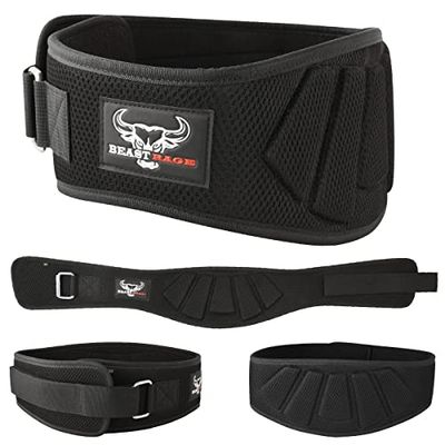 BEAST RAGE Gewichtheffen riem autovergrendeling neopreen lendenondersteuning dubbel gewatteerde fitnessriem gym training voor mannen vrouwen gebogen grip grote ladingen squats deadlifts powerlifting
