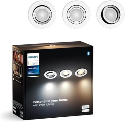 Philips Hue White Ambiance Milliskin, Faretto ad incasso Smart LED, Rotondo, Bianco, confezione da 3