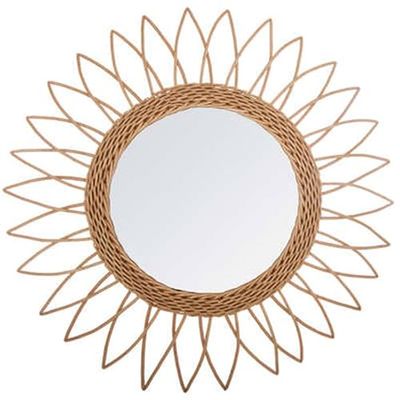 WELL HOME - Espejo de ratán de sol con diseño afilado por la parte exterior Ø50cm