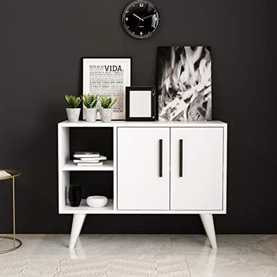 Homemania multifunctioneel meubel 90 x 35 x 69 cm Zwart, Wit