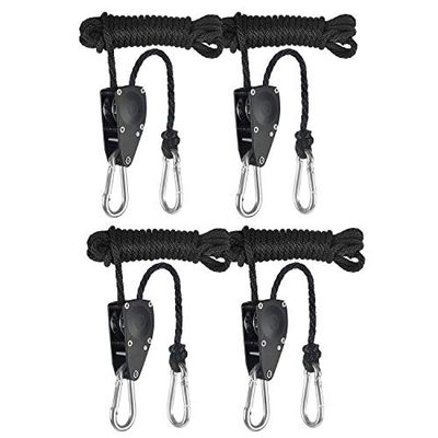 iPower Confezione da 2 ganci regolabili con clip per corda da 0,6 cm, lunghezza 2,3 m, capacità 136 kg