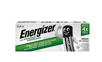 Energizer - Recarregáveis, pack de 10 pilhas AA de 2000 mAh, pré-carregada, para dispositivos de uso frequente e centenas de recargas, sem sulfatação