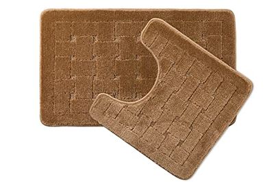 Emma Barclay Orkney anti-slip badmat en voetstuk set, polypropyleen, Beige, 50 x 80/50 x 40 cm