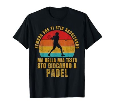Padel Frase Divertente Silhouette Giocatore Maglietta