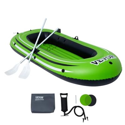 VEVOR Rubberboot 2-persoons vissersboot, robuuste draagbare pvc-vlotkajak, incl. 45,6 inch aluminium roer, krachtige pomp en hengelhouder, 226,8 kg draagkracht, voor volwassenen en kinderen