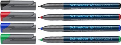 Schneider S 220 OHP Permanent Marker Pen Set Black Red Blue Green Pack of 4
