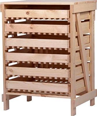 dobar® 29024FSCe - Bastones de manzanas con 6 cajones | Horde de frutas de madera maciza | Estante de almacenamiento para alimentos | Caja de manzanas | Caja de frutas | 51 x 40,5 x 70,5 cm | Pino natural macizo