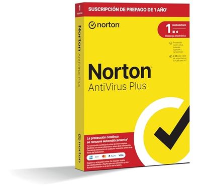 Norton Antivirus Plus 2024 - Antivirus software para 1 Dispositivo y 1 año de suscripción con renovación automática, para PC o Mac