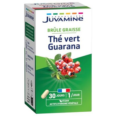 JUVAMINE - Brûle Graisse - Thé Vert et Guarana - Facilite l'élimination rénale de l'eau et la dégradation des graisses - 30 Gélules - Fabriqué en France