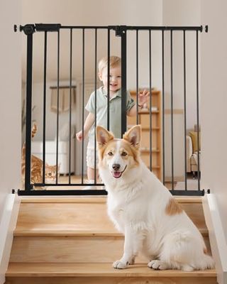 VEVOR Baby Gate, 26-40 Inches Adjustable Width, 36 Inches High Dog Gate, Easy Step Walk Thru, for Child Pet Security, Pressure Mount Kit, Wall Cups, One-Hand Open, for Stairs and Doorways, Black