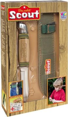 SCOUT Snijmes met afgeronde punt, van roestvrij staal, houten handvat, in nylon etui met riemlus