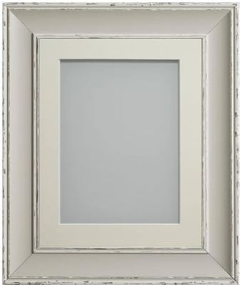 Frame Company Brooke Moonstone Grey Photo Frame, Ivory Mount, 9x7 for 7x5 inch, fitted with perspex