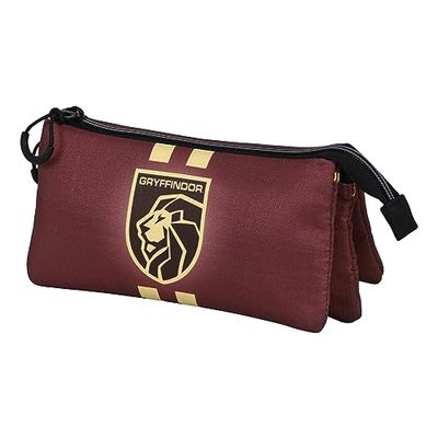 Harry Potter Gryffindor22-ECO Drievoudige Etui, Bourgondië, 23 x 11 cm, Bordeaux, Eén maat, ECO Drievoudige Etui Gryffindor22