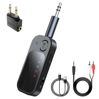 Transmetteur Récepteur Bluetooth 5.4, Emetteur Bluetooth sans Fil 2 en 1, Prise en Charge de 2 AirPods/écouteurs, récepteur Audio pour TV, Home stéréo, Casque, Haut-parleurs, Ordinateur Portable