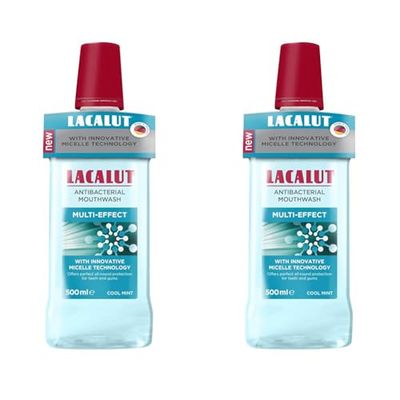 Lacalut Colluttorio Micellare Multi-Effect - Colluttorio Gengive Sane e Igiene Dentale 500 ml - Combatte Placca, Batteri e Tartaro per un Igiene Orale Completa e Alito Fresco (Confezione da 2)