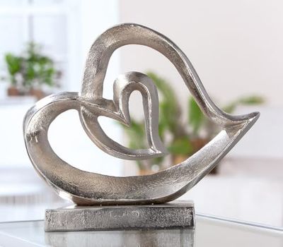 Stand relief, Heart, Aluminum, silver colored, PU 1, L. 11 cm, W. 29 cm, H. 25 cm