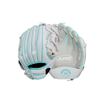 Wilson A200 Ez Catch, Guanto T-Ball Unisex-Adolescente, Argento/Bianco/Verde Acqua, 25,5 cm