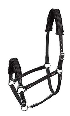 PFIFF 102368 - Cabestro de cincha con brillantes para Cob, color negro