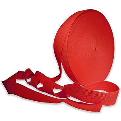 Wytrzymały pasek do pasa, 38 mm, taśma tapicerska, mieszanka bawełny, 3,5 cala, taśma do torby, plecaków, torby bagażowej, paska do wiązania ładunku, czerwony - 38 mm - 20 m)