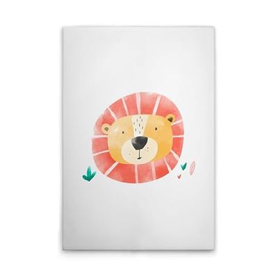 A.S. Création DD132519 Impression sur toile pour chambre d'enfant Motif lion aquarelle Blanc/jaune 80 x 120 cm