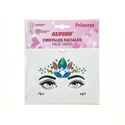 Alpino Princess Sticky Face Gems | Sparkle Face Stickers | Makeup for Festivals, Carnival & Halloween | Sparkle Face Stickers