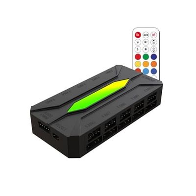 Watio Wave Hub: behuizingsventilator met 10 ARGB PWM-poorten, maakt lichtbesturing en snelheid mogelijk, compatibel met verschillende koelsystemen.*