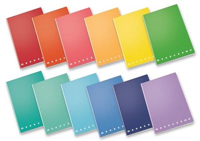 Pigna, Maxi Cahier Monochrome L'Original, A4, 80 g, 80 pages + page de garde, Couverture rigide, Pelliculage brillant, Intérieur 4F, 4 mm au carré avec marge, Couleurs assorties, 10