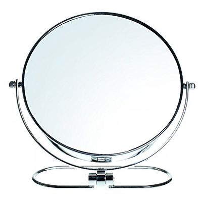 HIMRY Dobrável dupla face espelho cosmético 8 polegadas, aumento de 10 x , giratório 360 °. Espelho cosmético – espelho de mesa, 2 espelho: Normal e 10 – aumentos, cromado, kxd3125 – 10 x