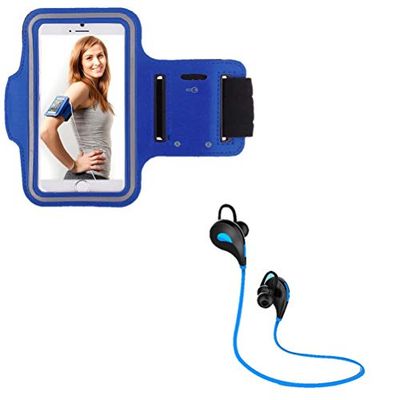 Sportset voor Oneplus 7 Plus Smartphone (Bluetooth Sport-koptelefoon + manchetten) lopen T8 (blauw)