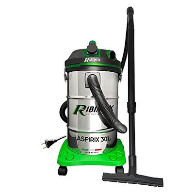 Ribimex Aspiri 30 L by RIBIMEX-PRASP30IT/PEX-Bidón aspira sólidos y líquidos toma-1200 W, Plástico y Metal, Verde, Negro, Acero