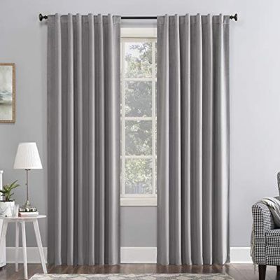 Sun Zero Hampshire - Tenda a pannello in velluto, riduzione del rumore, termica, oscurante, con linguetta posteriore, 127 x 213,4 cm, grigio