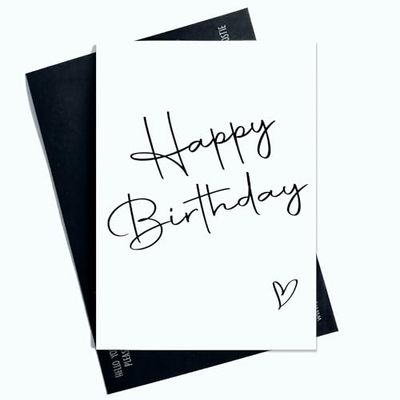 Happy Birthday Card Aesthetic Card For Her Friends Family Cute Birthday Card Black Love Heart AP8