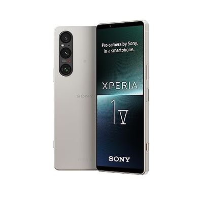 Sony Xperia 1 V - Smartphone Android, Téléphone Portable - Ecran 6.5 Pouces 21:9 CinemaWide 4K HDR OLED - Taux de rafraichissement de 120Hz - Triple caméra - 256Go Stockage - IP65/68 (Argent)