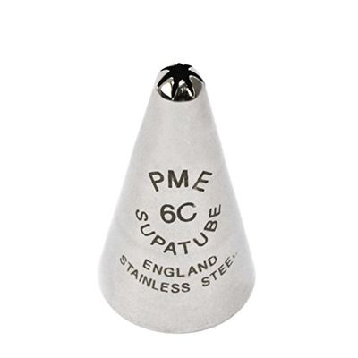 PME ST6C Bocchetta Decorativa Professionale, Acciaio Inossidabile, Argento, 1.72 x 1.72 x 3 cm