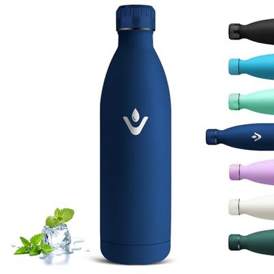 Grsta Borraccia Termica, Borraccia 1 litro, Riutilizzabile Borracce Termiche, Isolato Sottovuoto, Borraccia Acciaio Inox Senza BPA, Bottiglia Termica a Prova di Perdite per Ciclismo, Fitness, Yoga