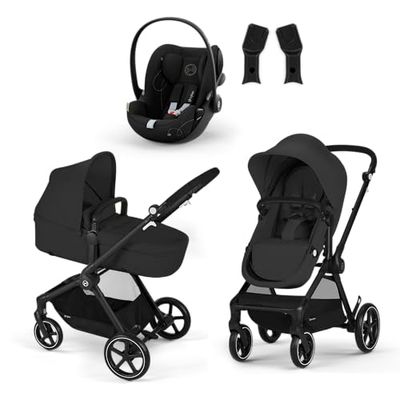 CYBEX Cochecito Gold EOS 2 en 1, desde el nacimiento hasta 22 kg (aprox, 4 años) incluido EOS Adapter y CYBEX Cloud G i-Size, Moon Black