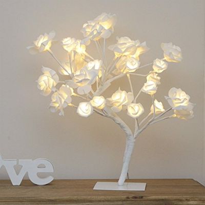 Arbre Lumineux LED Décoratif Roses Blanches 32 LED Éclairage Doux Blanc Chaud 45cm Par Festive Lights