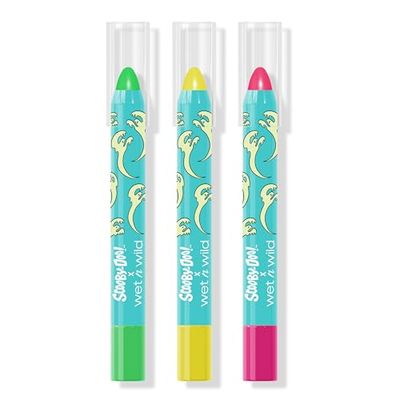 Wet N Wild Scooby-Doo Brilliant Madness, UV-Glow pennset i 3 delar ansikte och kropp, intensiv neonfärg, blandad och lätt att applicera för en levande makeup