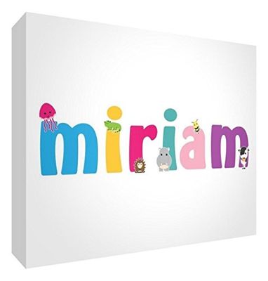 Little Helper LHV-MIRIAM-A5BLK-15IT Panneau décoratif pour bébé/baptême idée Cadeau, Motif Personnalisable avec nom de Fille Miriam, Multicolore, 14,8 x 21 x 2 cm