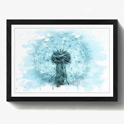Arty Pie Framed Print Black A2 (24.5x18 Inch) Flower Blue Dandelion V3, Wood, Multi-Colour, 60 x 42 x 2 cm