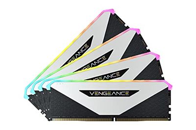 Corsair Vengeance RGB RT 32Go (4x8Go) DDR4 3200MHz C16 Mémoire de Bureau (Éclairage RGB Dynamique, Optimisé pour AMD 300/400/500 Series, Compatible avec Intel 300/400/500 Series) Blanc