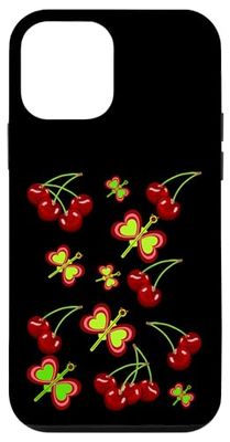 Retrò ciliegia ciliegia frutta farfalle Rockabilly 80 Custodia per iPhone 12 mini