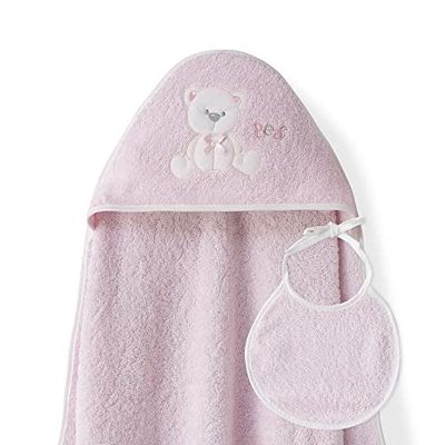 Baby baby baby handdoek met capuchon - beer Lazo roze