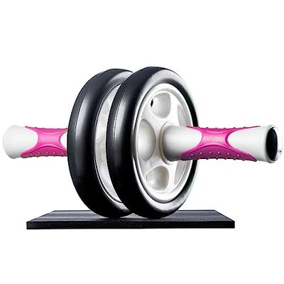 Ultrasport AB Roller, prático aparelho de fitness para treinar músculos e costas, abdominais com esteira para os joelhos, adultos unissexo, branco/rosa, tamanho único