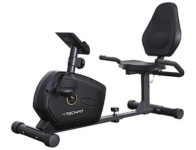 TechFit R400 Cyclette Orizzontale - 7 kg Sistema di Volano, Recumbent Ergometro Ideale per Allenamento di Recupero, con Sella Regolabile, Sensori a Impulsi e Monitor LCD