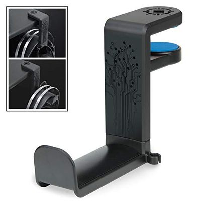ENHANCE Support Casque Audio de Jeu ou de Musique avec Bras Pivotant à 360 Degrés, Pince de Fixation Format Universel pour Table et Bureau avec Rangement pour Câble Intégré - Noir