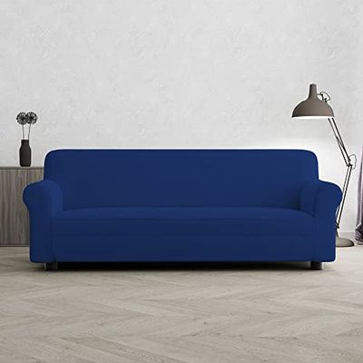 Italian Bed Linen Elastic Sofa Cover “Piu Bello”, 97% Polyester + 3% Elastometer, Electric Blue, 3 Places