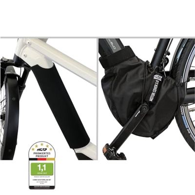 NC-17 E-bike beschermhoezen, set van 2, e-bike accubescherming, motorbescherming voor geïntegreerde accu in de onderbuis, nylon en neopreen, voor alle gangbare e-bikes, zwart