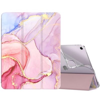 MoKo for iPad Air 13 inch Case M3 2025/M2 2024, iPad Air 13 inch Case with Soft Translucent Frosted TPU Back Shell, Slim Smart Folio Cover, Auto Wake/Sleep, Support Touch ID,Light Pink Gold Marble